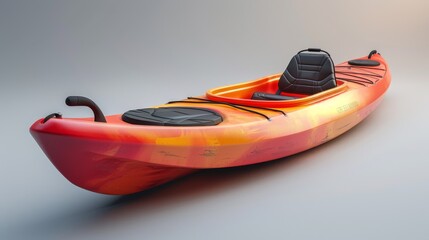 3D realistic image of a kayak, clean lighting, isolated on background