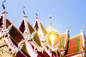 Buddhist sanctuaries, Buddhist shrine, bright ornamentation and figurativeness of temples. Thailand
