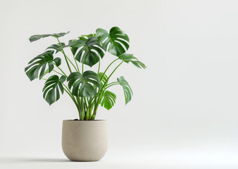 Potted Monstera plant, isolated on a white background, studio lighting, photorealistic