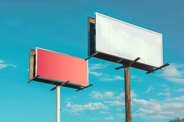 Two billboards mounted on a wooden pole, suitable for advertising purposes