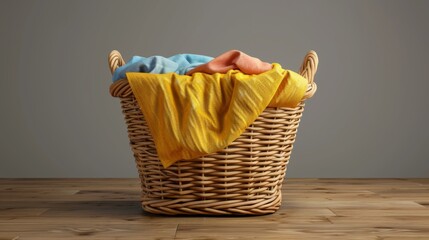 Fototapeta premium 3D realistic image of a laundry basket, clean lighting, isolated on background