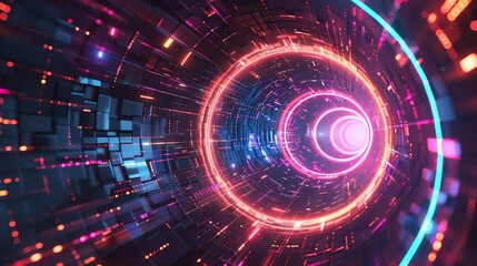 Obraz premium 3D Hologram Abstract flat design top view futuristic theme animation vivid