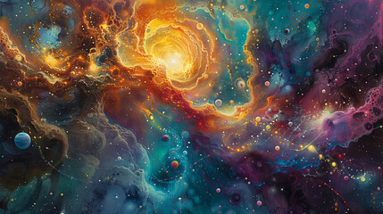 Cosmic Chromatics Colorful Galactic Wallpaper