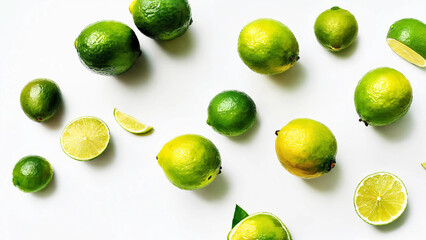 Macro lime on white background 16:9 with copyspace