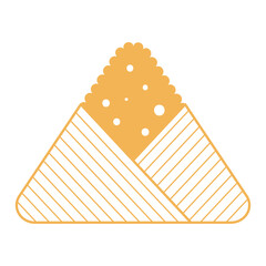 Dragon Boat Festival traditional food zongzi dumpling outline hand drawn illustration. Holiday clip art, card, banner, poster element. Asian style design, isolated vector.