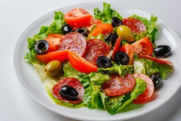 Inviting Italian Salad with Romaine Lettuce and Roasted Red Pepper Presentation