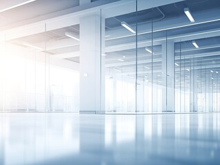 Blurred empty open space office. Abstract light bokeh at office interior background for design