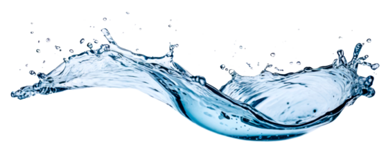 Water splash flying isolated against a transparent background