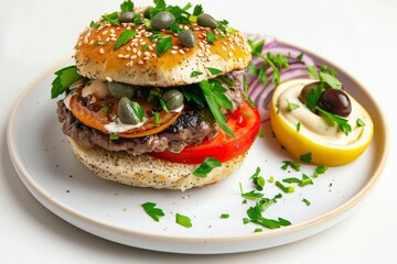Succulent Burger Patty with Fresh Toppings