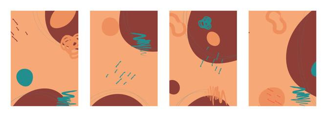 Minimalist abstract hand drawn set background.