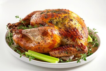 Perfectly Cooked Thanksgiving Turkey with Fresh Herbs and Spices