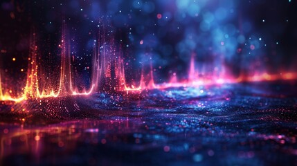 Vibrant sound wave abstract background with illuminated lights
