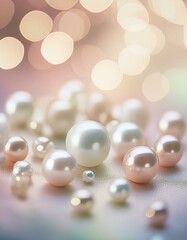 Bright pale background with shiny pearl balls in pastel colours.