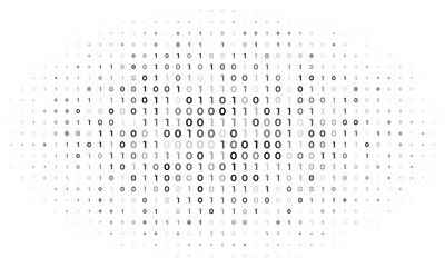Vector streaming binary code background. Data and technology, decryption and encryption, computer background numbers 1,0. Coding or Hacker concept. Vector illustration.