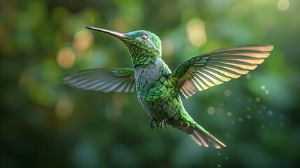 Obraz premium Illustrate the intricate details of a hummingbird in flight