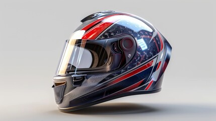 Fototapeta premium 3D realistic image of a sports helmet, clean lighting, isolated on background