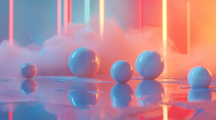 Neon Dreamscape with Ethereal Spheres
