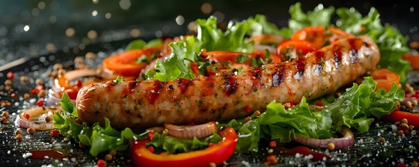 Scrumptious hotdog sausages, grilled to perfection and kept warm, served with fresh lettuce, ripe...
