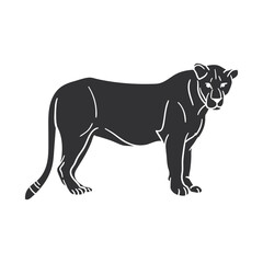 Lioness Icon Silhouette Illustration. Animals Vector Graphic Pictogram Symbol Clip Art. Doodle Sketch Black Sign.