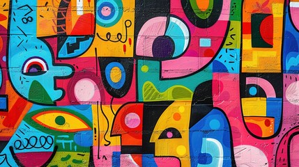 colorful graffiti art design bright cheerful whimsical background, Generative Ai