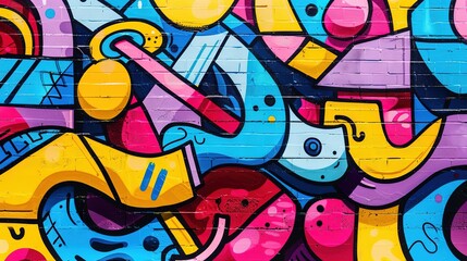 Naklejka premium colorful graffiti art design bright cheerful whimsical background, Generative Ai
