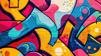 Obraz premium colorful graffiti art design bright cheerful whimsical background, Generative Ai