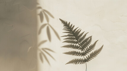 Naklejka premium Minimalist Fern Leaf with Soft Shadows