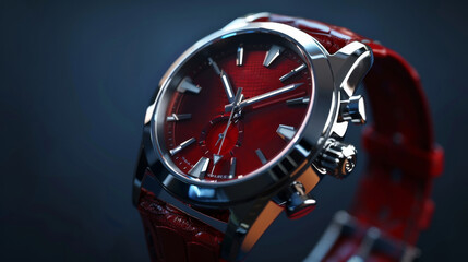 3D realistic image of a wristwatch, clean lighting, isolated on background