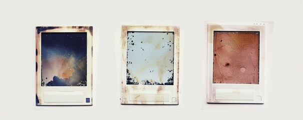 Vintage Polaroid Photo Frames Set on White Background, Retro Style Clipart Collection