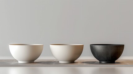3D realistic image of bowls, clean lighting, isolated on background