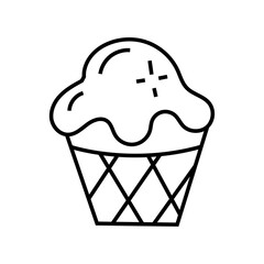 Ice cream in a cup. Vector illustration in doodle style.