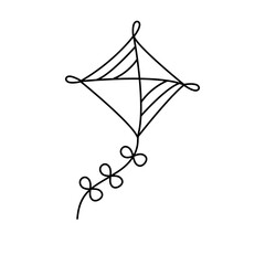 Kite. Vector illustration in doodle style.