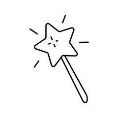 Magic wand with a star. Vector illustration in doodle style.