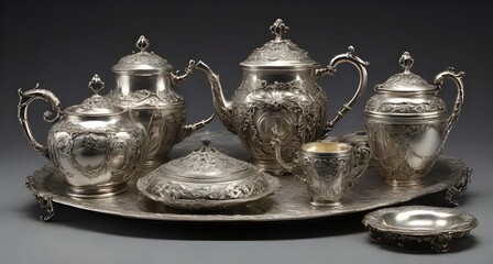 Vintage silver tableware 120 years old France handmade antiques