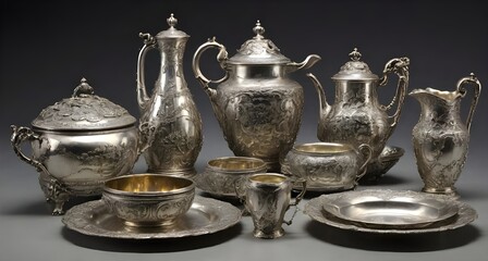 Vintage silver tableware 120 years old France handmade antiques