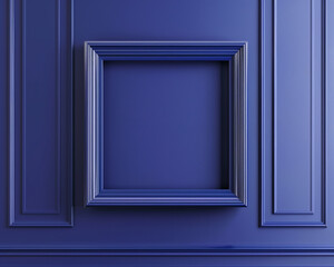 Rectangular frame mockup against a rich sapphire blue wall deep and regal