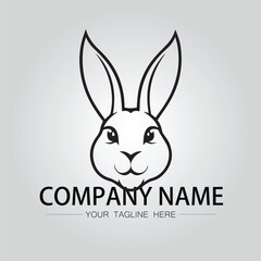 Rabbit silhouette company logo vector image on the white background