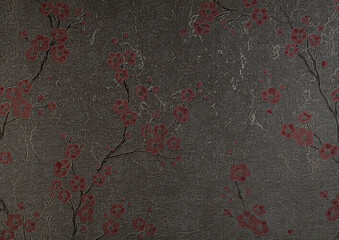 Textured dark gray vintage paper with floral pattern and glitter.