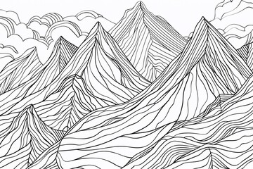 Coloring book antistress mountain peaks