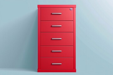 File cabinet, office archive storage with drawers for documents, paper data, library or registry cards. Metal cabinet for paperwork organization, realistic