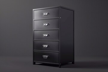 File cabinet, office archive storage with drawers for documents, paper data, library or registry cards. Metal cabinet for paperwork organization, realistic