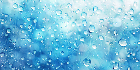 Clean Water Droplets: Background with Aqua Blue and White Tones, Conveying Hydration and Clarity.