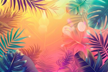 Gradient colorful tropical background banner