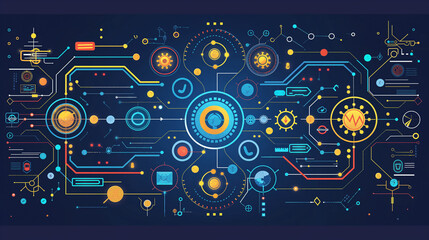 Increasing coronavirus chart with abstract blue background with icons and network,