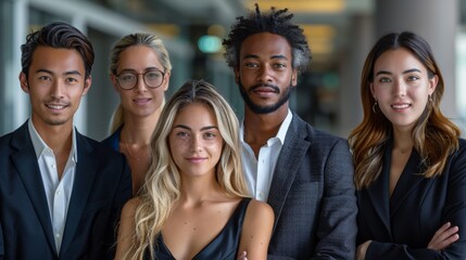 A group of people standing together in a business setting, AI
