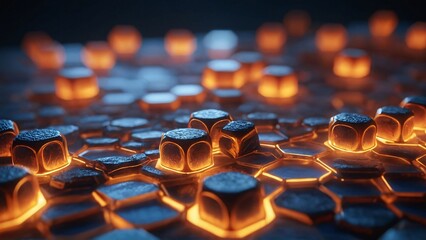 Obraz premium abstract honey comb hexagon neon light