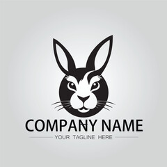 Rabbit silhouette company logo vector image on the white background