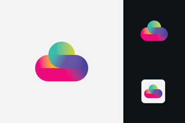 colorful cloud logo design vector template