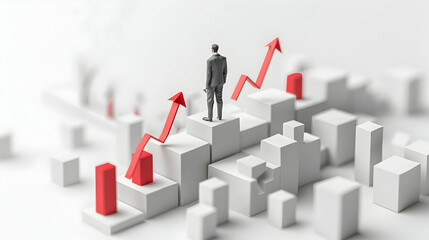 Entrepreneur Identifying Competitive Advantages: Market Trends Analysis and Brand Differentiation Strategies in Isometric 3D Flat Illustration