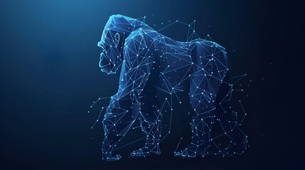 Abstract digital gorilla Low poly wireframe vector, generative Ai